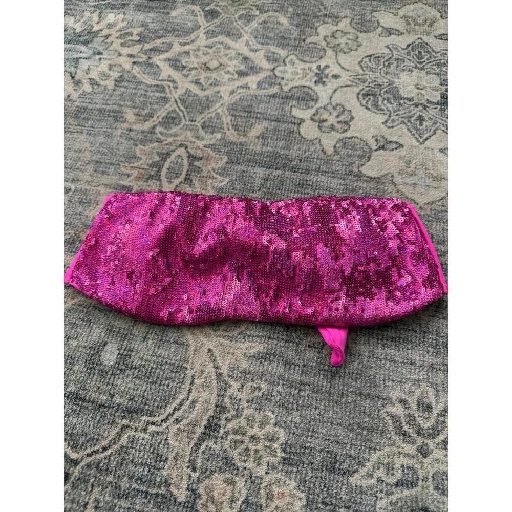 Vintage Y2K Victorias Secret Sequins Bandeau Strapless Bikini Swim Top Pink